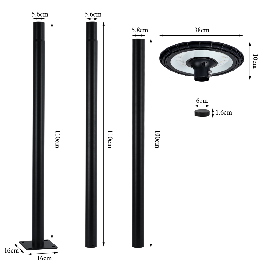 Brilagi - Farola LED URBANSPARK LED/120W/230V negro IP65