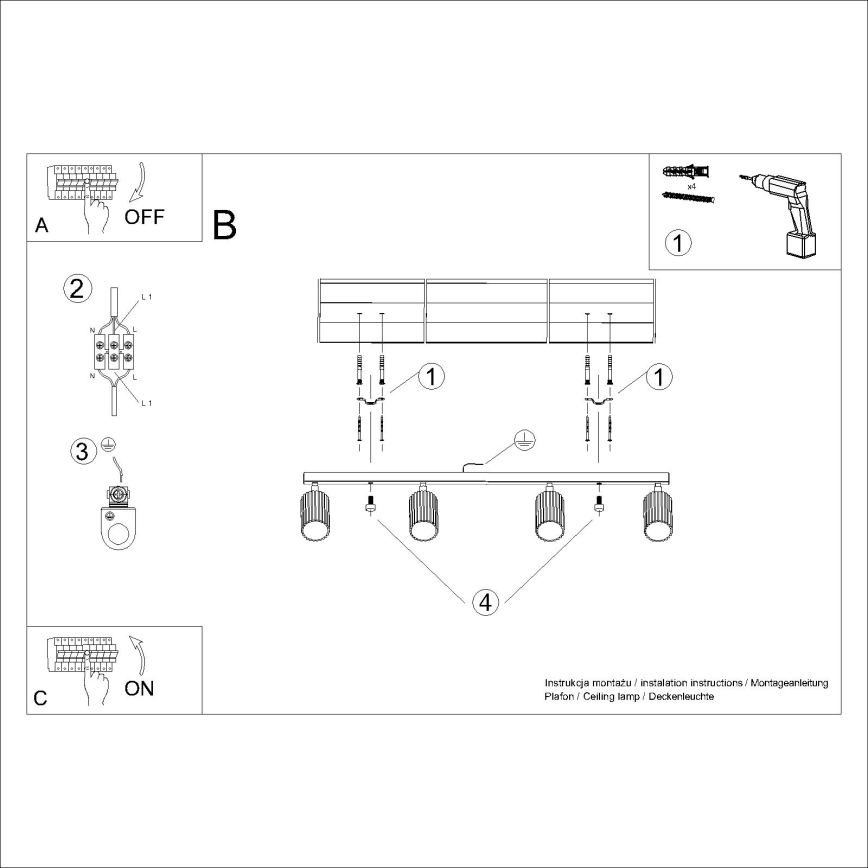Brilagi - Foco CRESTO 4xGU10/10W/230V blanco