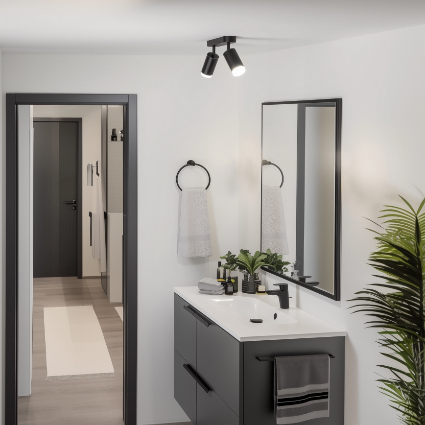 Brilagi - Foco de baño SELE 2xGU10/30W/230V IP44 negro