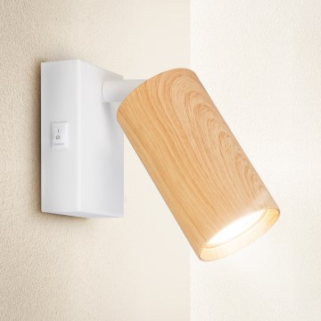 Brilagi - Foco de pared SELE 1xGU10/30W/230V blanco/decoración de roble