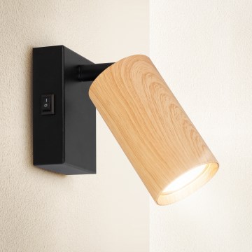 Brilagi - Foco de pared SELE 1xGU10/30W/230V negro/decoración de roble