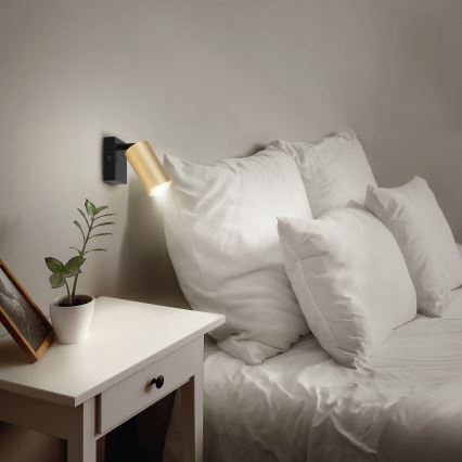 Brilagi - Foco de pared SELE 1xGU10/30W/230V negro/dorado