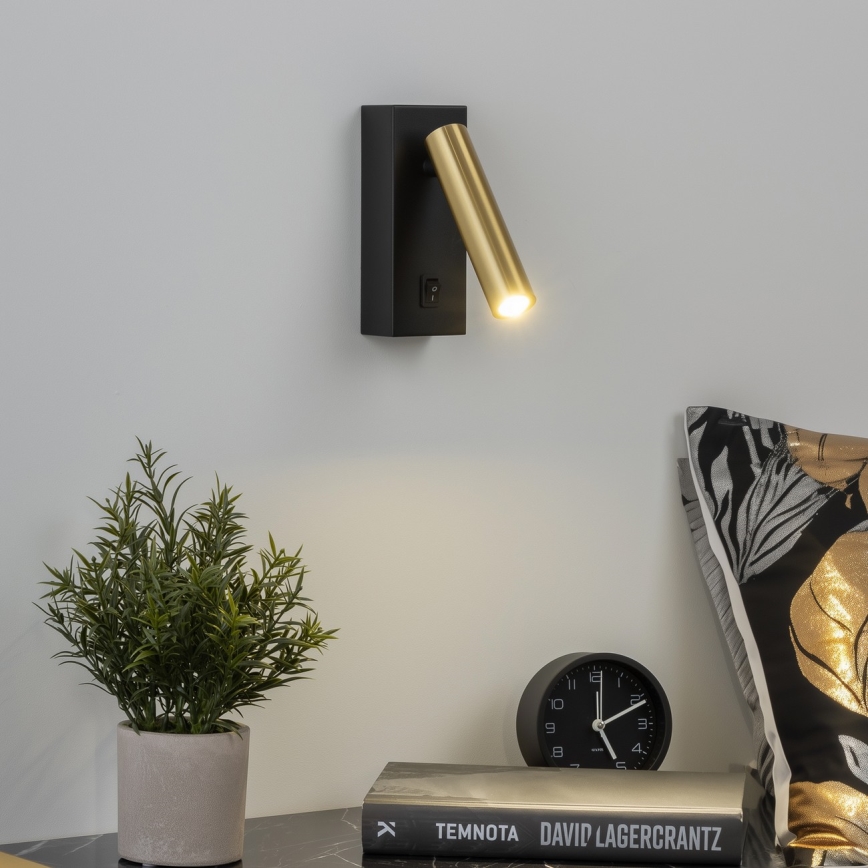 Brilagi - Foco LED de pared MAYA LED/3W/230V 4000K negro/dorado