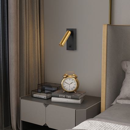Brilagi - Foco LED de pared MAYA LED/3W/230V 4000K negro/dorado