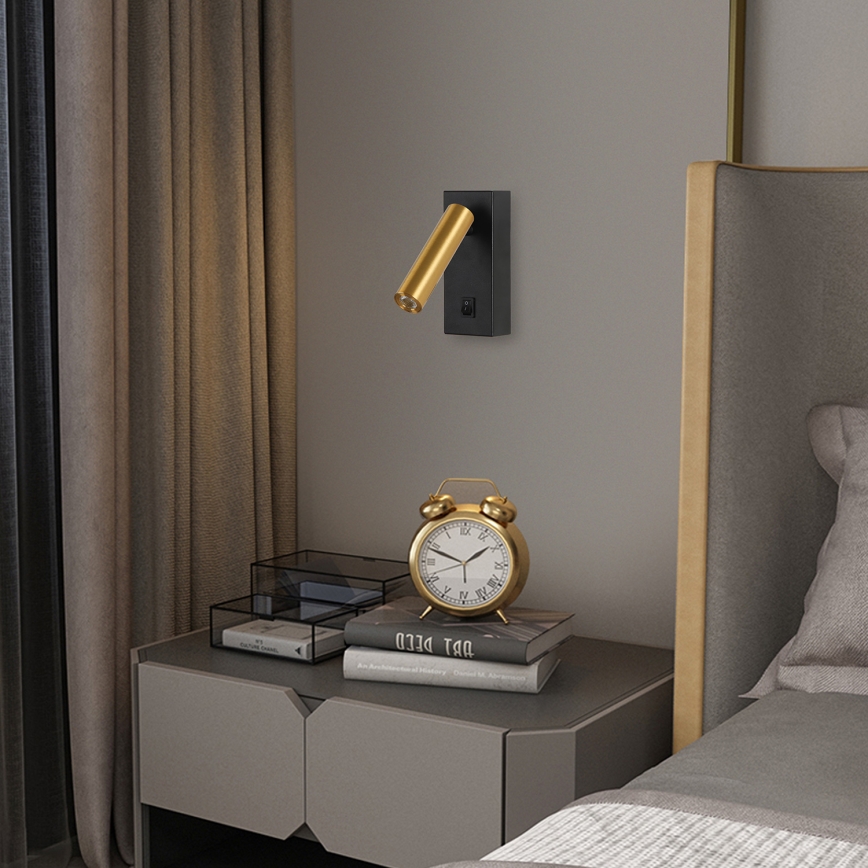 Brilagi - Foco LED de pared MAYA LED/3W/230V 4000K negro/dorado