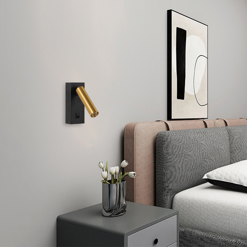 Brilagi - Foco LED de pared MAYA LED/3W/230V 4000K negro/dorado