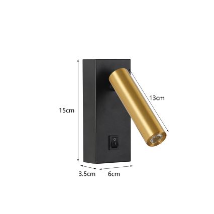 Brilagi - Foco LED de pared MAYA LED/3W/230V 4000K negro/dorado