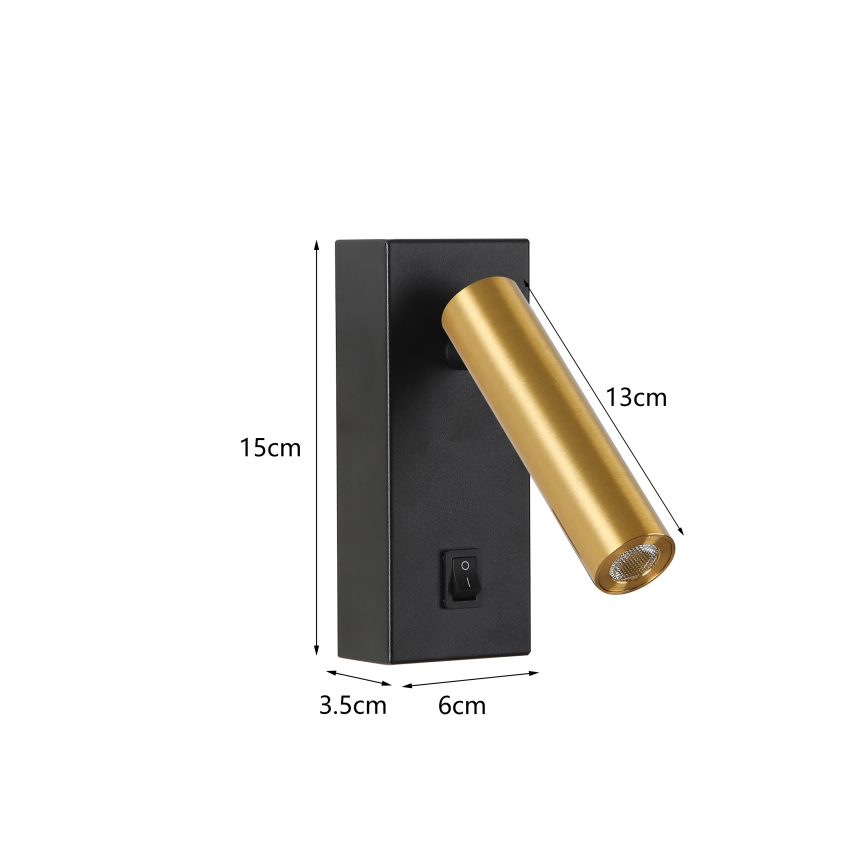 Brilagi - Foco LED de pared MAYA LED/3W/230V 4000K negro/dorado