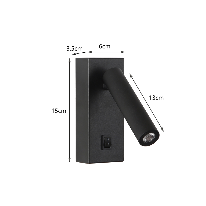 Brilagi - Foco LED de pared MAYA LED/3W/230V 4000K negro
