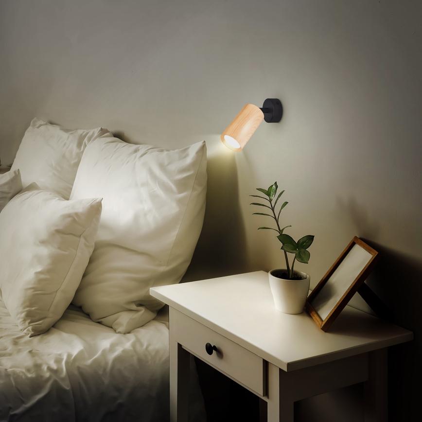 Brilagi - Foco SELE 1xGU10/30W/230V negro/decoración de roble
