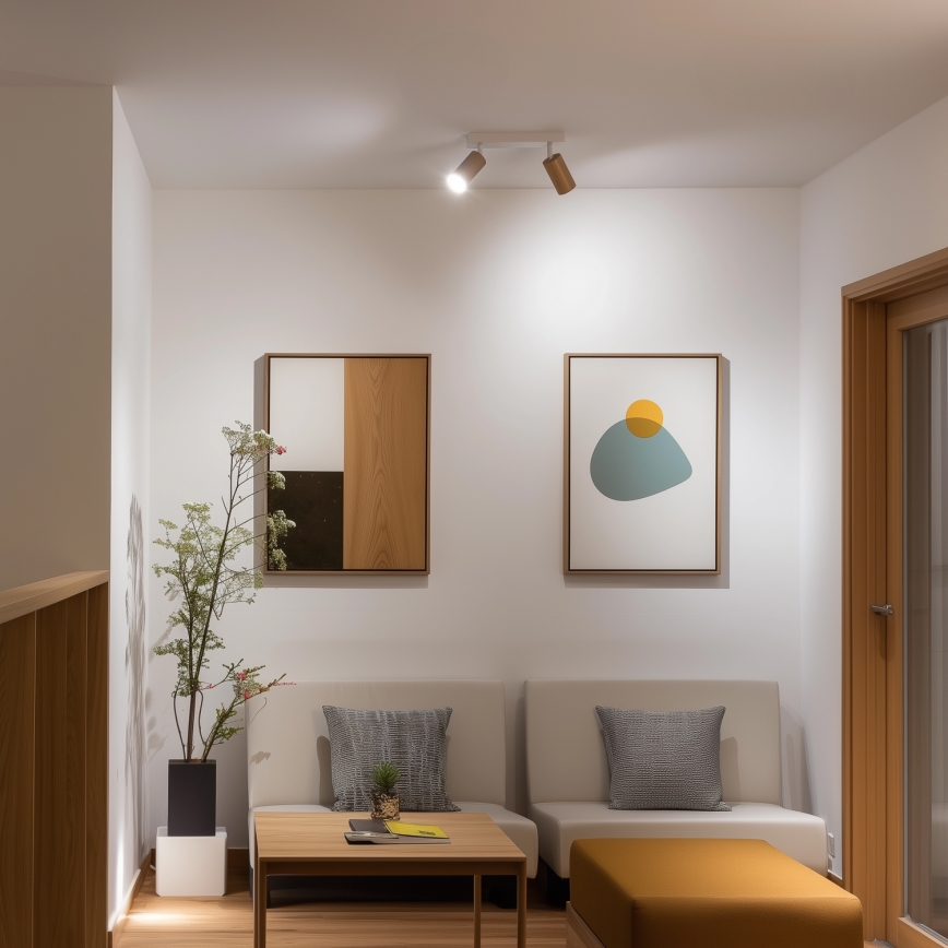 Brilagi - Foco SELE 2xGU10/30W/230V blanco/decoración de roble