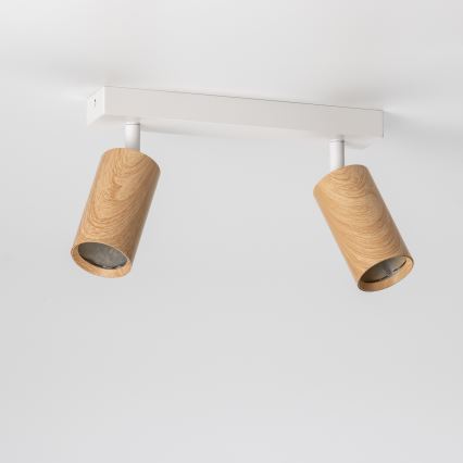 Brilagi - Foco SELE 2xGU10/30W/230V blanco/decoración de roble