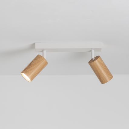 Brilagi - Foco SELE 2xGU10/30W/230V blanco/decoración de roble