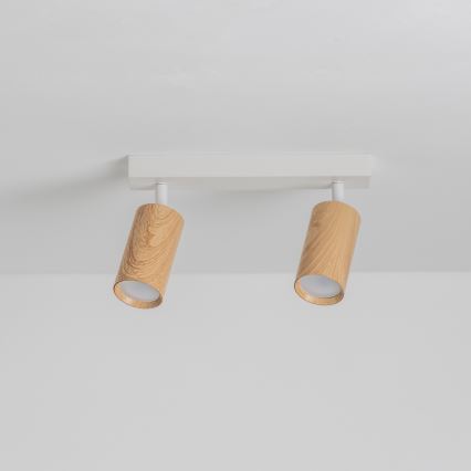 Brilagi - Foco SELE 2xGU10/30W/230V blanco/decoración de roble