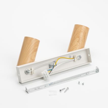 Brilagi - Foco SELE 2xGU10/30W/230V blanco/decoración de roble