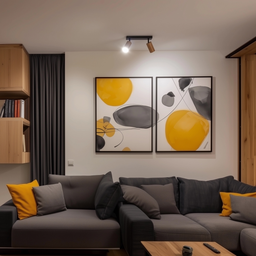 Brilagi - Foco SELE 2xGU10/30W/230V negro/decoración de roble