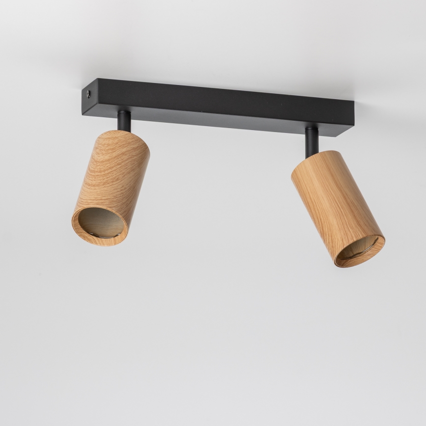 Brilagi - Foco SELE 2xGU10/30W/230V negro/decoración de roble