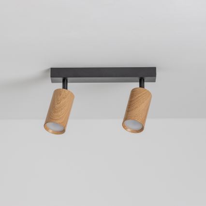 Brilagi - Foco SELE 2xGU10/30W/230V negro/decoración de roble
