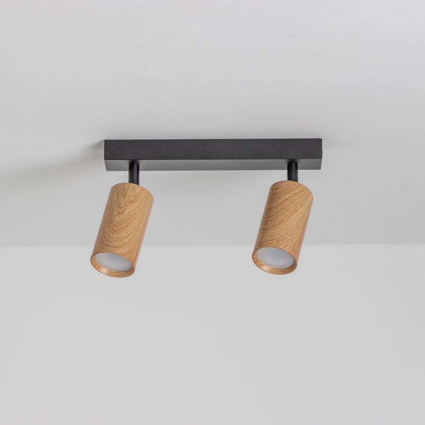 Brilagi - Foco SELE 2xGU10/30W/230V negro/decoración de roble