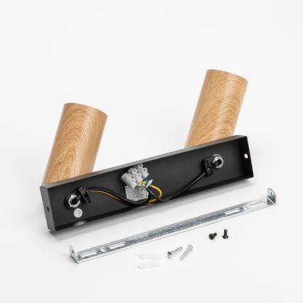 Brilagi - Foco SELE 2xGU10/30W/230V negro/decoración de roble
