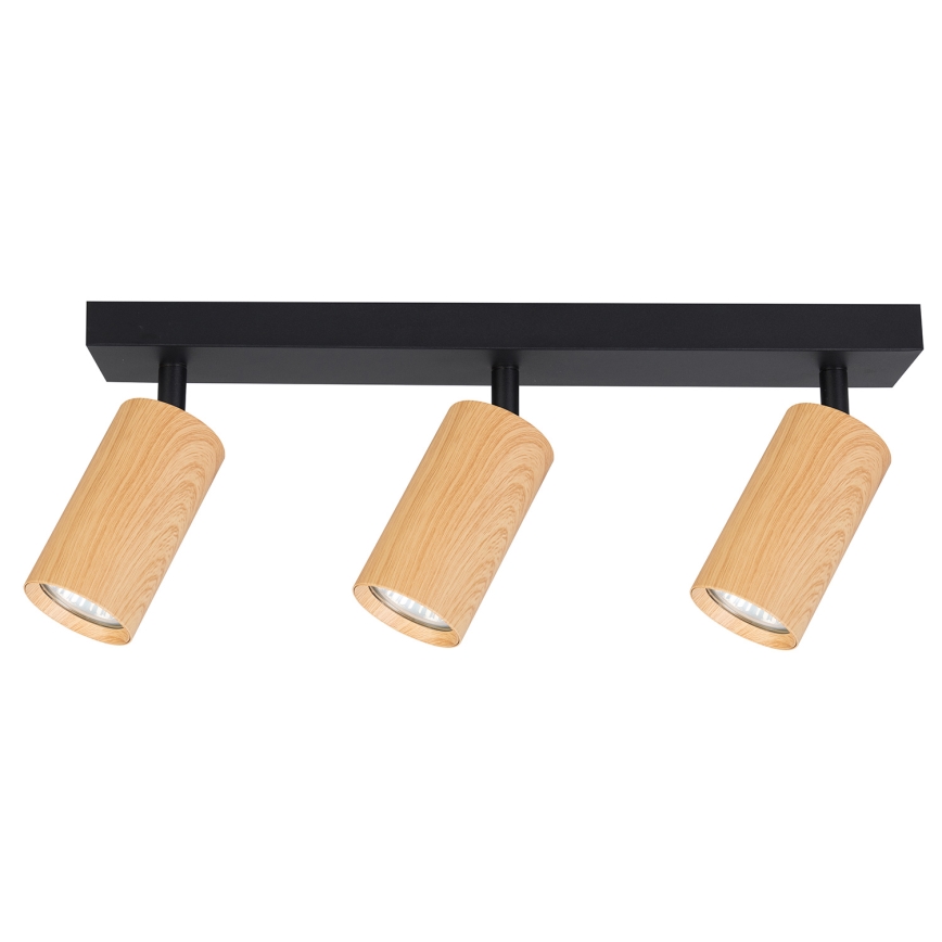 Brilagi - Foco SELE 3xGU10/30W/230V negro/decoración de roble