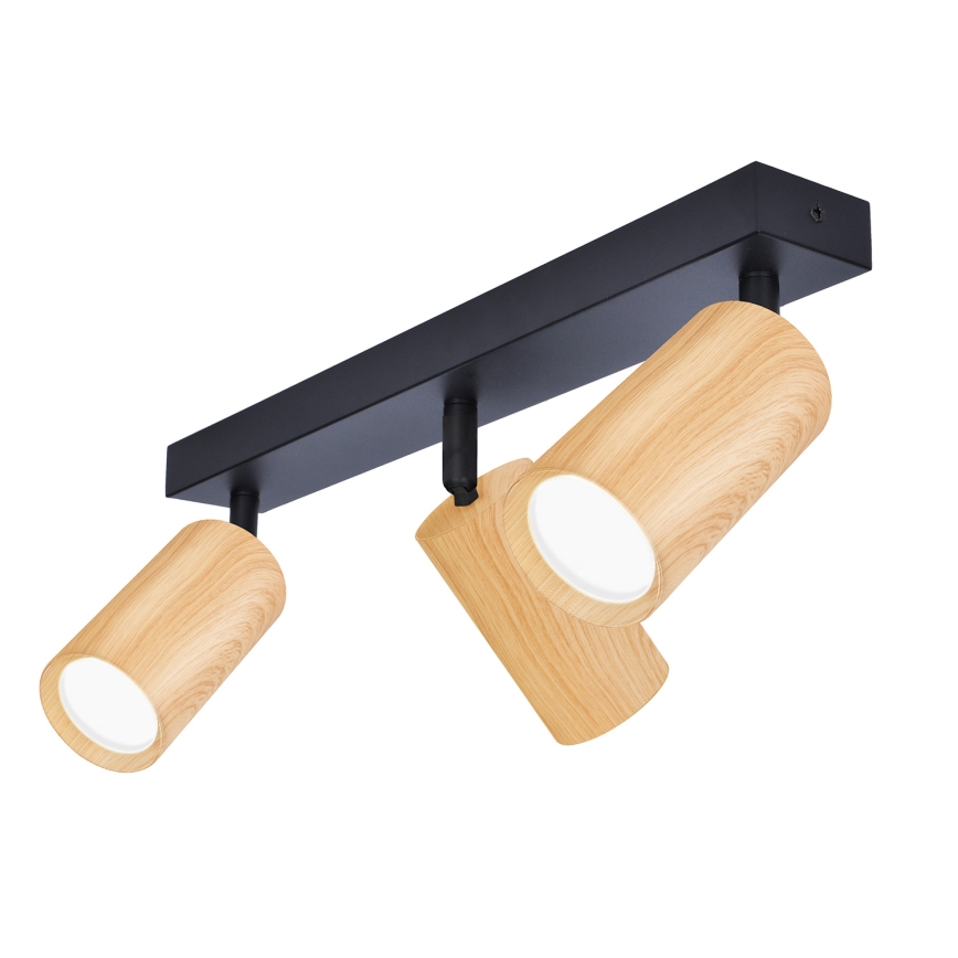 Brilagi - Foco SELE 3xGU10/30W/230V negro/decoración de roble