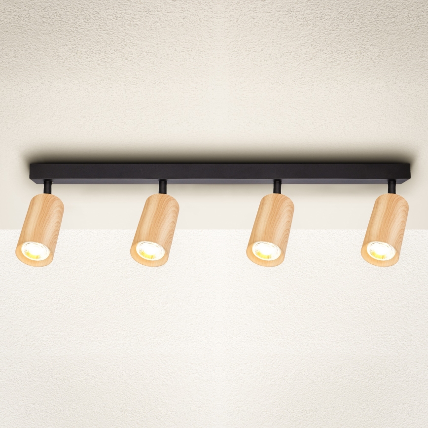 Brilagi - Foco SELE 4xGU10/30W/230V negro/decoración de roble