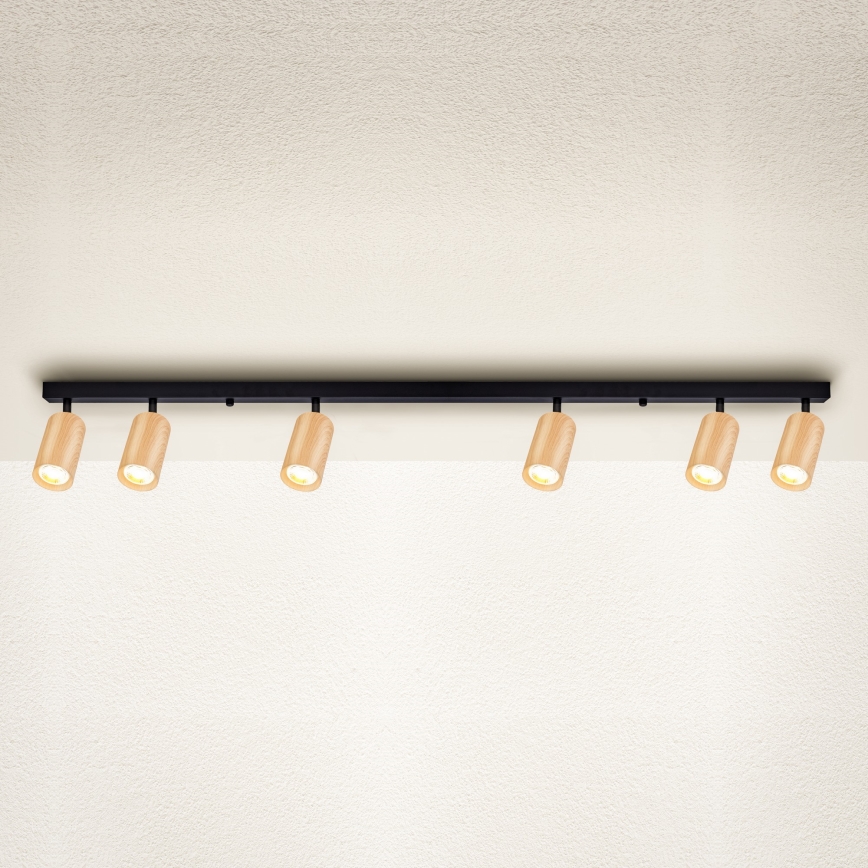 Brilagi - Foco SELE 6xGU10/30W/230V negro/decoración de roble