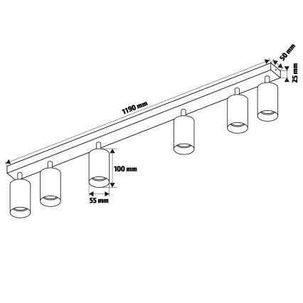Brilagi - Foco SELE 6xGU10/30W/230V negro/decoración de roble