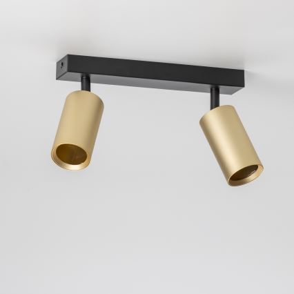 Brilagi - Foco SELE GOLDEN 2xGU10/30W/230V negro/dorado