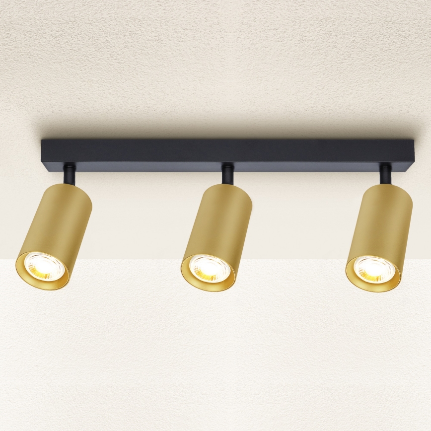 Brilagi - Foco SELE GOLDEN 3xGU10/30W/230V negro/dorado