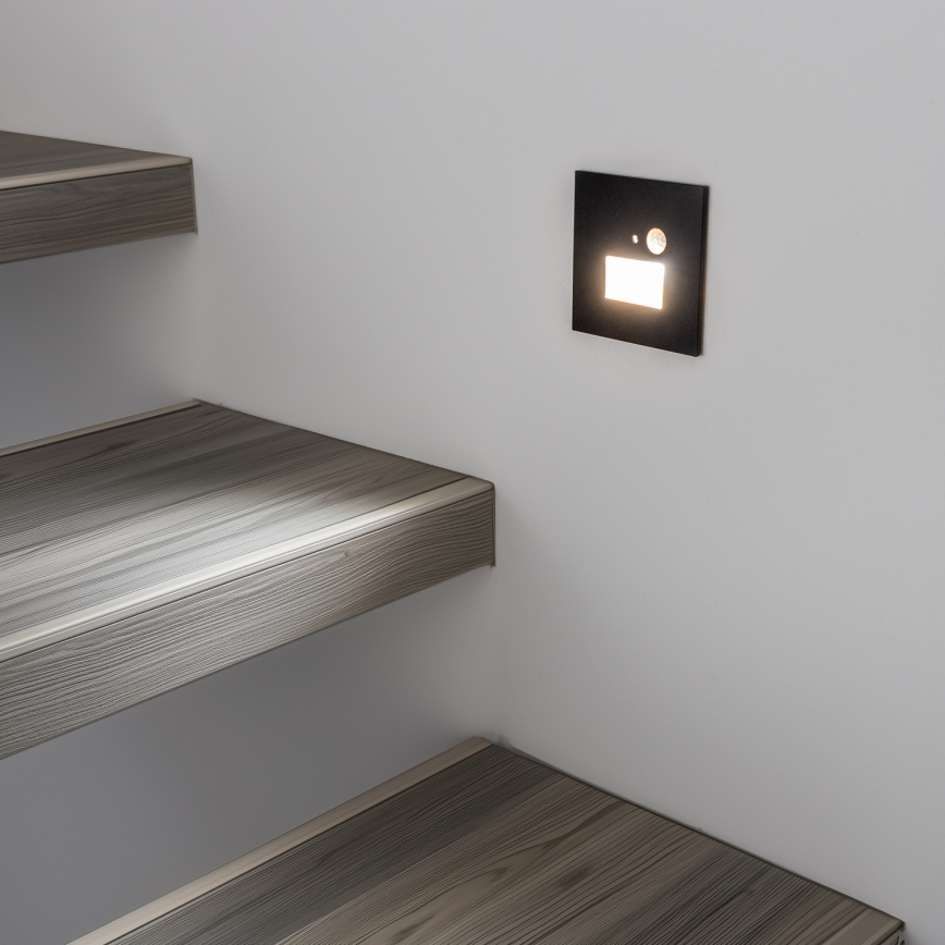 Brilagi - LED Luz de escaleras con sensor de movimiento JACK LED/1,5W/230V 3000K/4000K/6500K negro