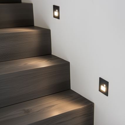 Brilagi - LED Luz de escaleras con sensor de movimiento JACK LED/1,5W/230V 3000K/4000K/6500K negro