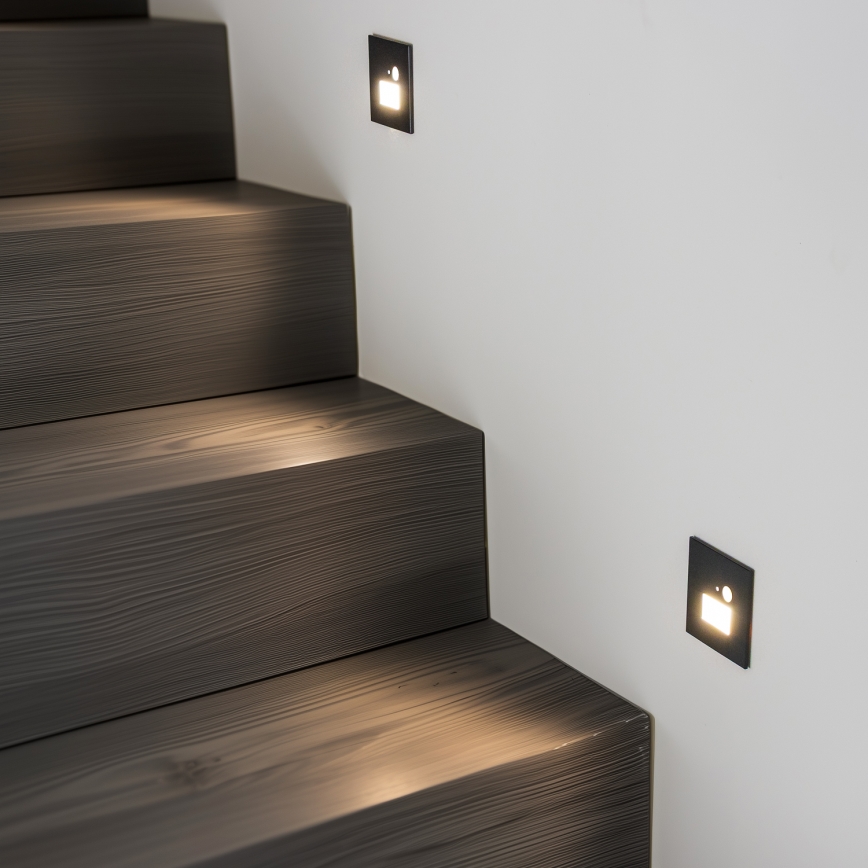Brilagi - LED Luz de escaleras con sensor de movimiento JACK LED/1,5W/230V 3000K/4000K/6500K negro
