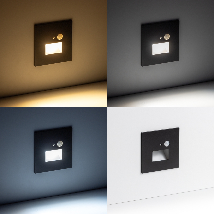 Brilagi - LED Luz de escaleras con sensor de movimiento JACK LED/1,5W/230V 3000K/4000K/6500K negro