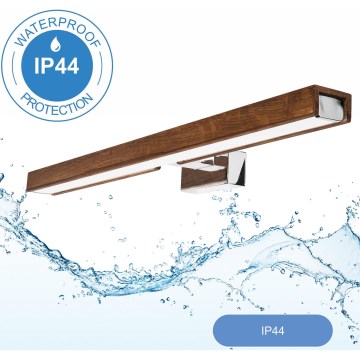 Brilagi - Iluminación LED para espejos de baño WOODY MIRROR LED/12W/230V 60 cm IP44 roble cereza/cromo brillante