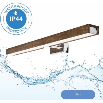 Brilagi - Iluminación LED para espejos de baño WOODY MIRROR LED/12W/230V 60 cm IP44 roble nogal/cromo brillante