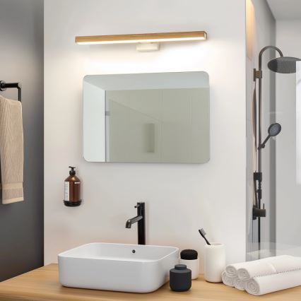 Brilagi - Iluminación LED para espejos de baño WOODY MIRROR LED/12W/230V 60 cm IP44 roble/blanco