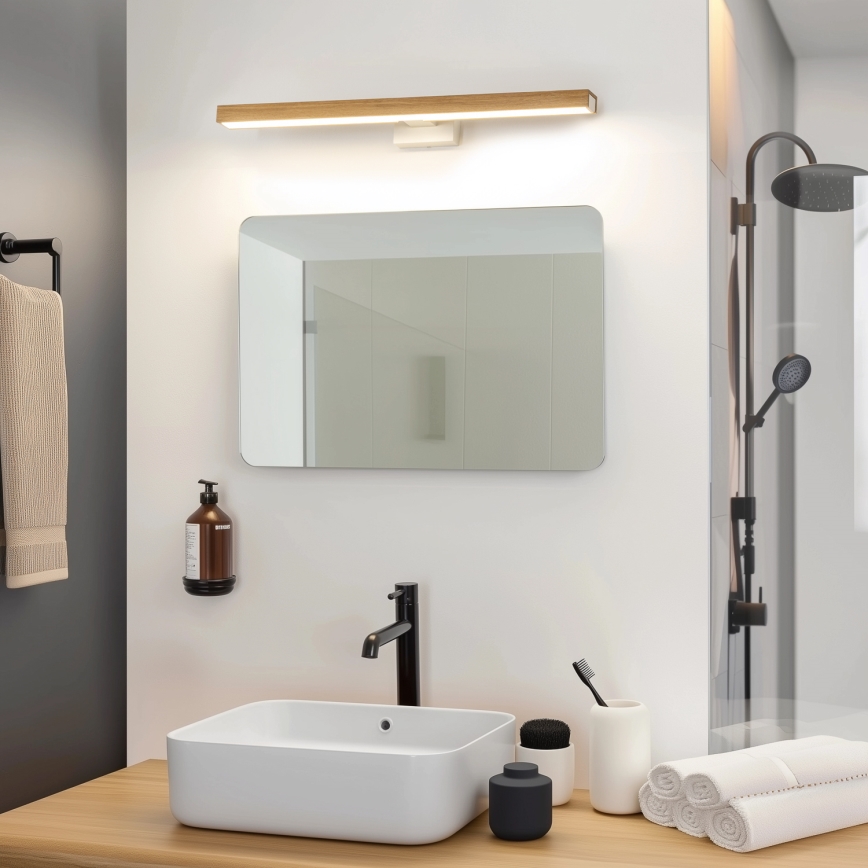 Brilagi - Iluminación LED para espejos de baño WOODY MIRROR LED/12W/230V 60 cm IP44 roble/blanco