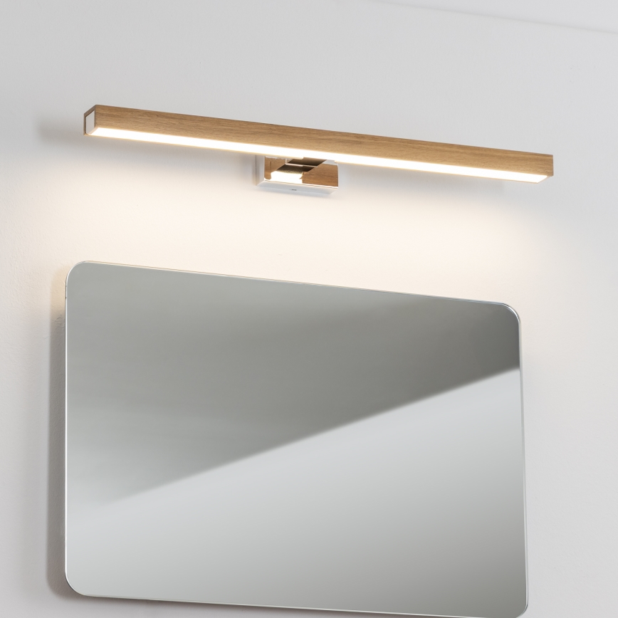 Brilagi - Iluminación LED para espejos de baño WOODY MIRROR LED/12W/230V 60 cm IP44 roble/cromo brillante