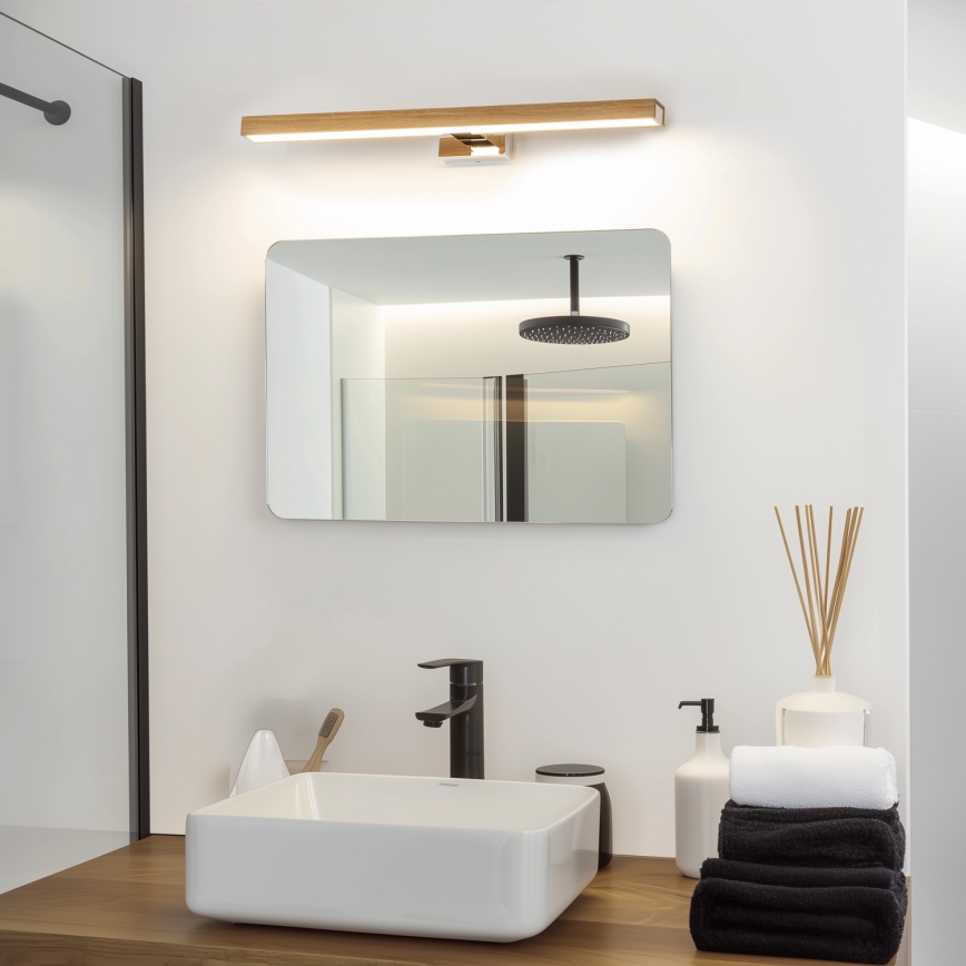 Brilagi - Iluminación LED para espejos de baño WOODY MIRROR LED/12W/230V 60 cm IP44 roble/cromo brillante