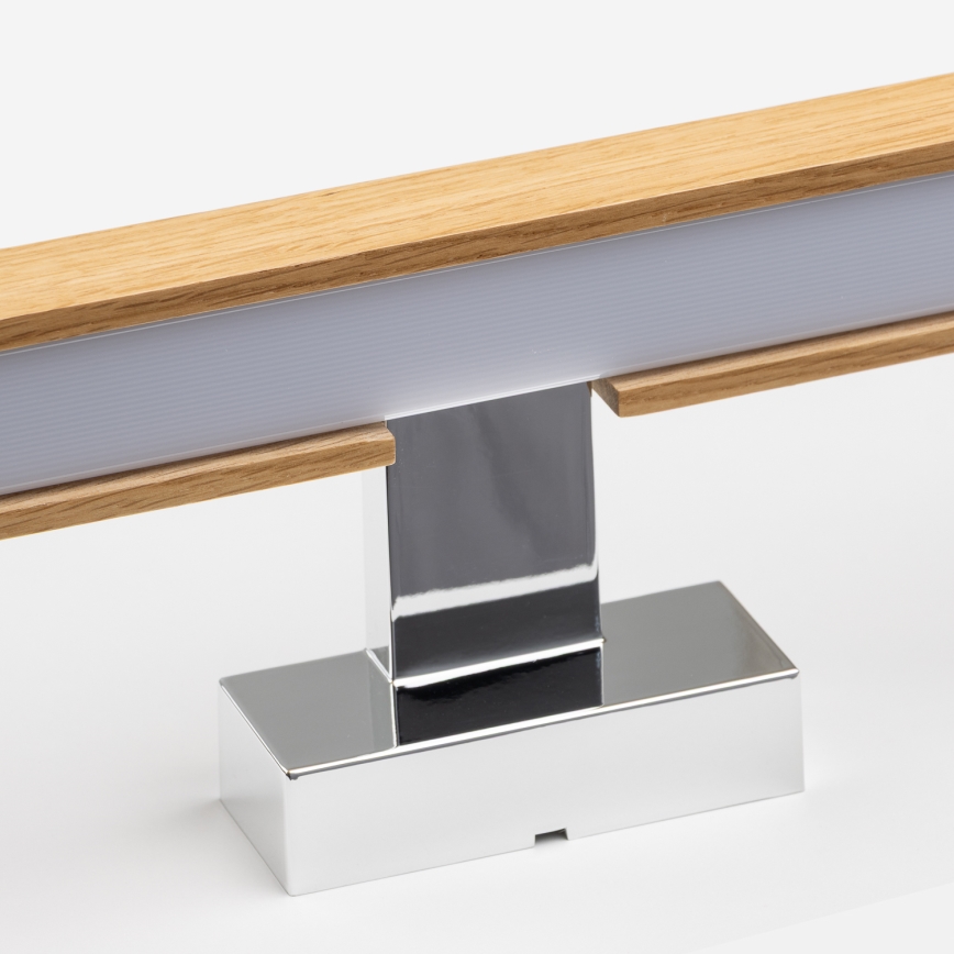 Brilagi - Iluminación LED para espejos de baño WOODY MIRROR LED/12W/230V 60 cm IP44 roble/cromo brillante