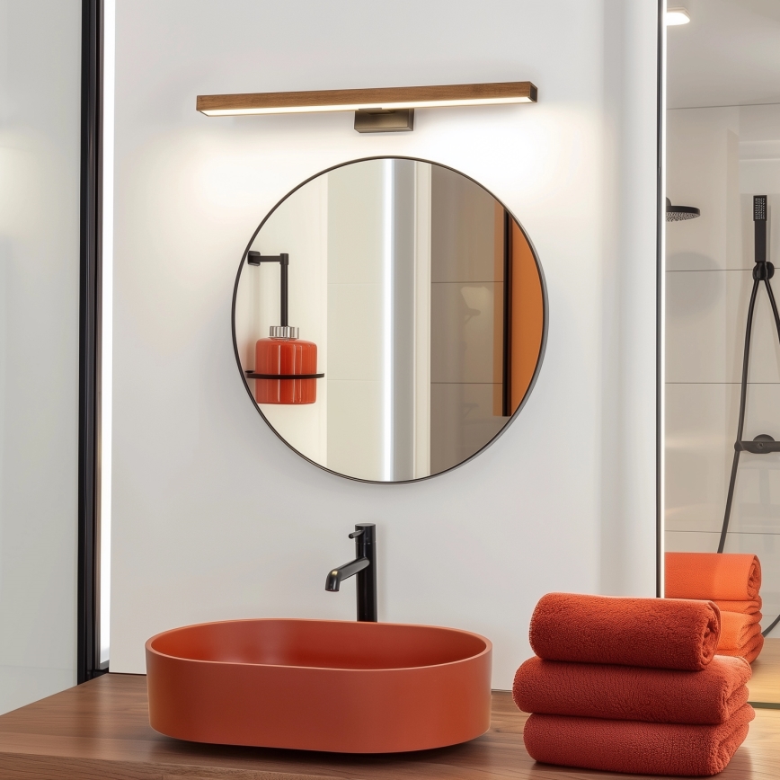 Brilagi - Iluminación LED para espejos de baño WOODY MIRROR LED/12W/230V 60 cm IP44 roble cereza/negro