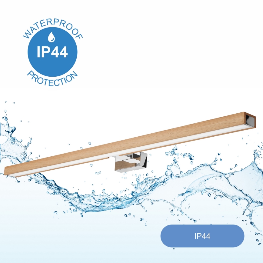 Brilagi - Iluminación LED para espejos de baño WOODY MIRROR LED/15W/230V 90 cm IP44 roble/cromo brillante