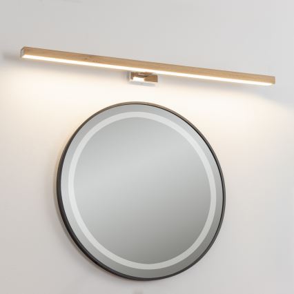 Brilagi - Iluminación LED para espejos de baño WOODY MIRROR LED/15W/230V 90 cm IP44 roble/cromo brillante