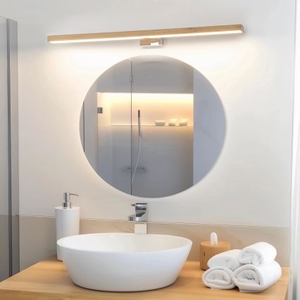Brilagi - Iluminación LED para espejos de baño WOODY MIRROR LED/15W/230V 90 cm IP44 roble/cromo brillante