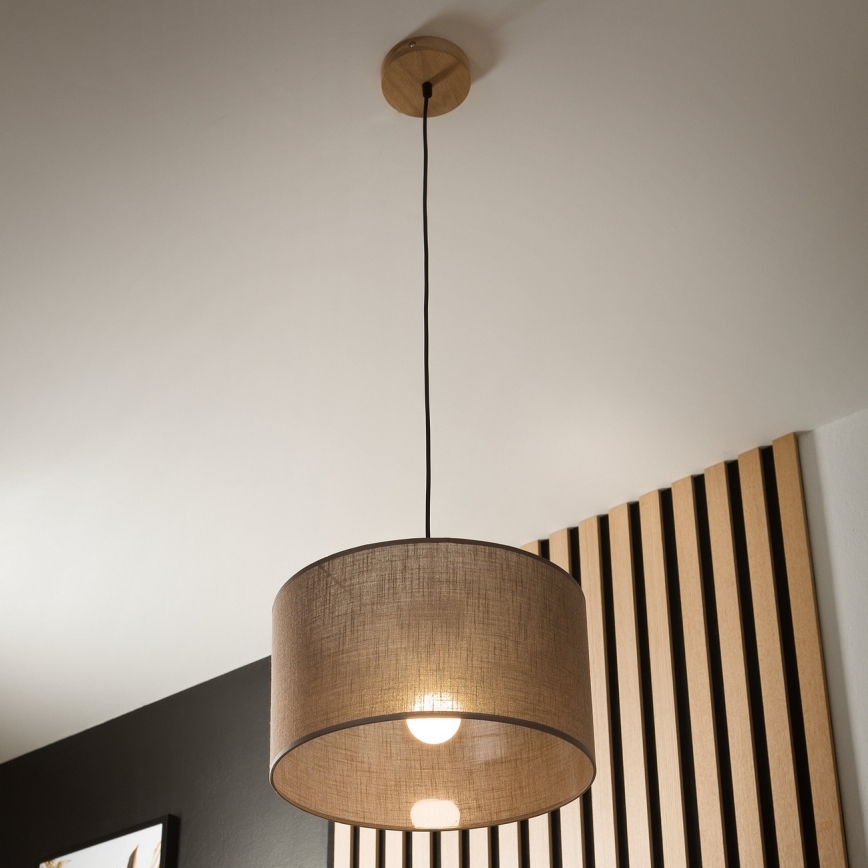 Brilagi - Lámpara colgante ANTHONY 1xE27/60W/230V roble/marrón