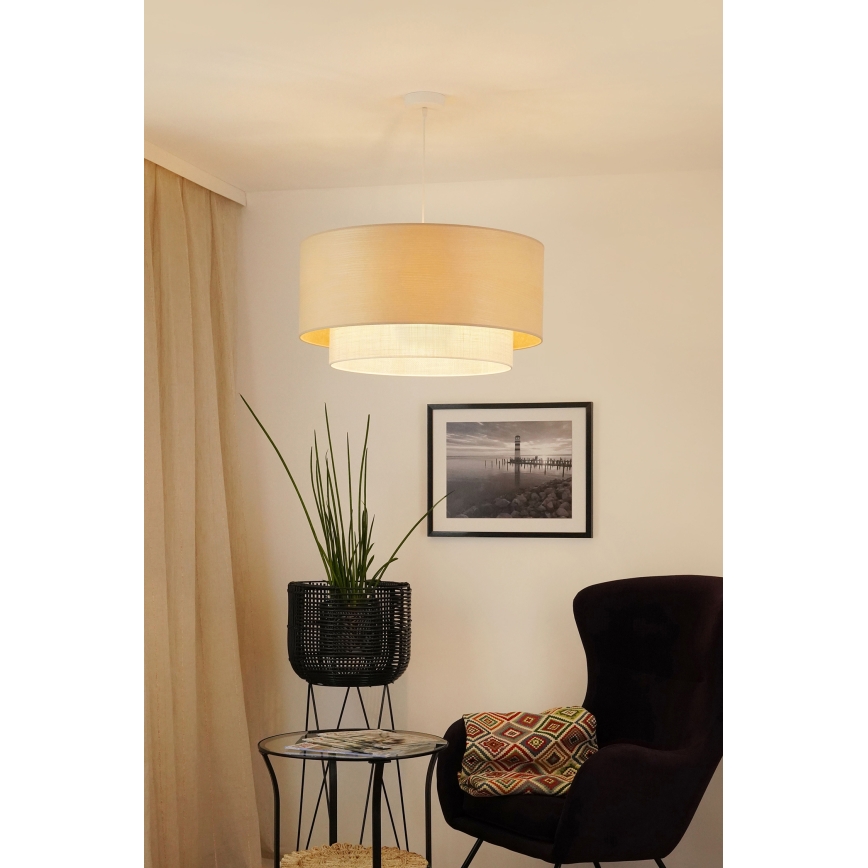 Brilagi - Lámpara colgante ARIZONA BOHO 1xE27/15W/230V diá. 60 cm beige/blanco