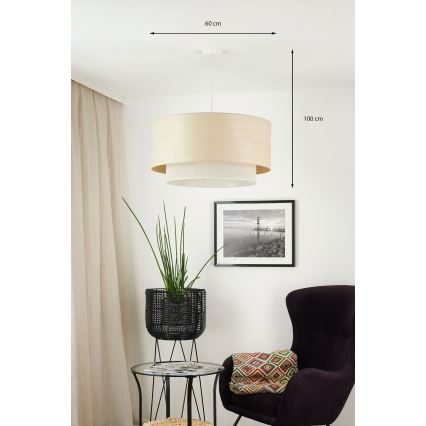 Brilagi - Lámpara colgante ARIZONA BOHO 1xE27/15W/230V diá. 60 cm beige/blanco