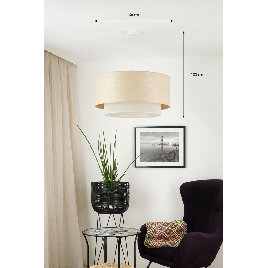Brilagi - Lámpara colgante ARIZONA BOHO 1xE27/15W/230V diá. 60 cm beige/blanco
